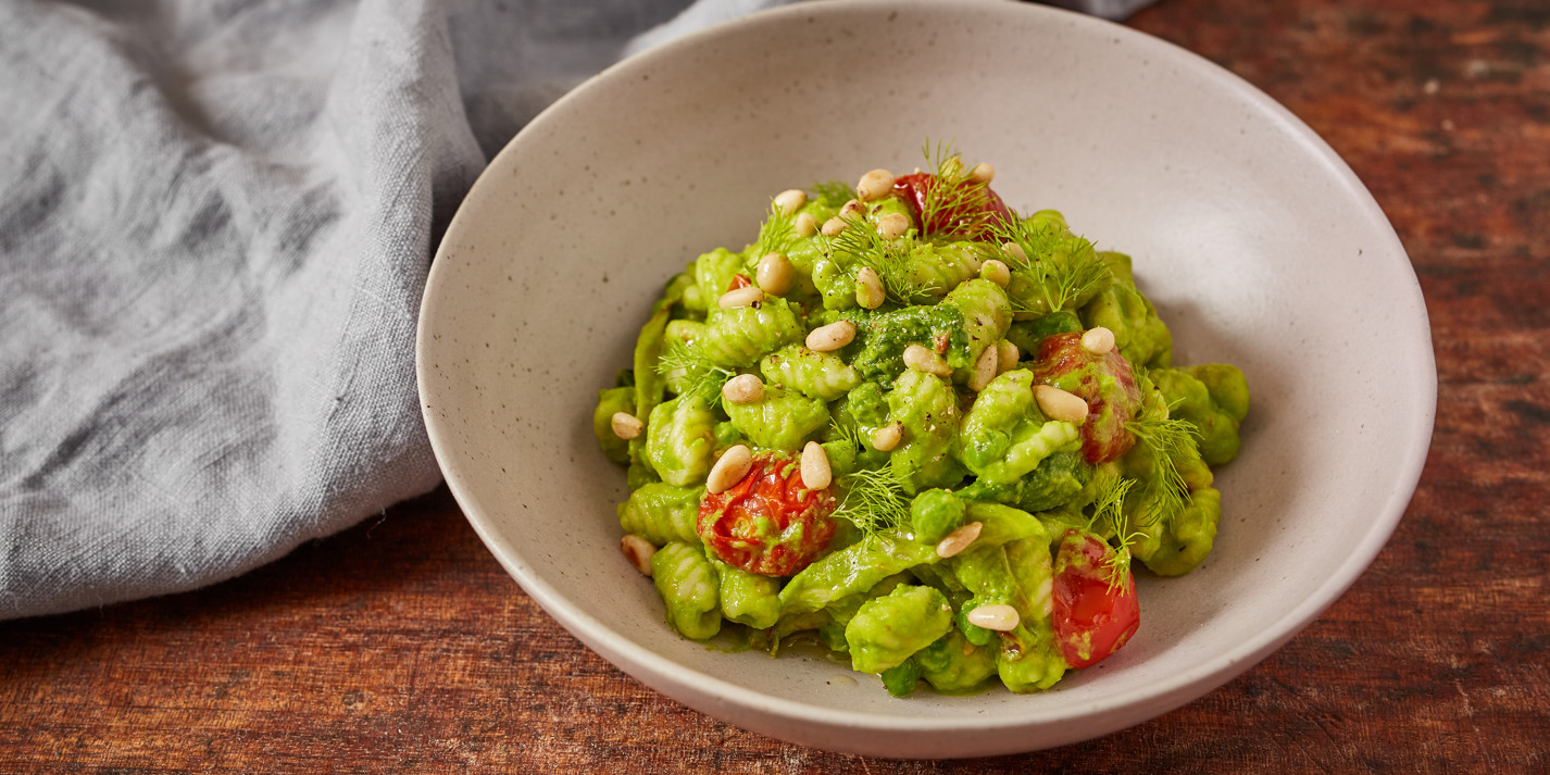 image of Saffron Malloreddus With Peas, Fennel and Cherry Tomatoes recipe by Great British Chefs