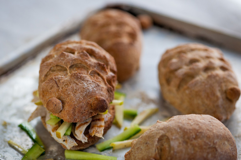 Chicken and apple hedgehog rolls