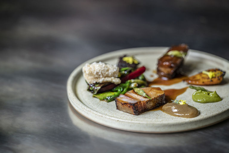 Pork with vegetables from the farm