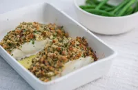Pollock with cheddar and herb crust