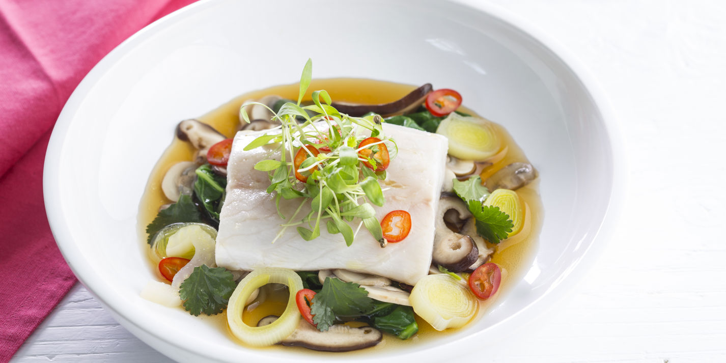 Sea Bass with Mushroom Broth Recipe Great British Chefs