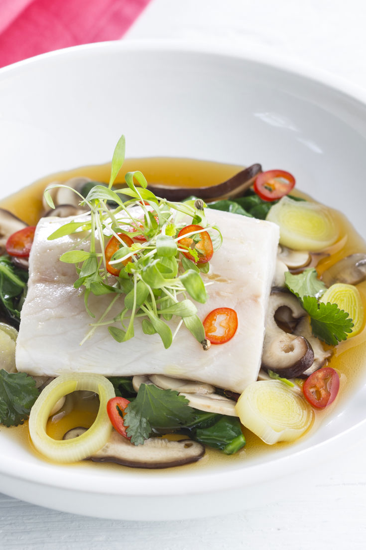 Sea Bass with Mushroom Broth Recipe Great British Chefs