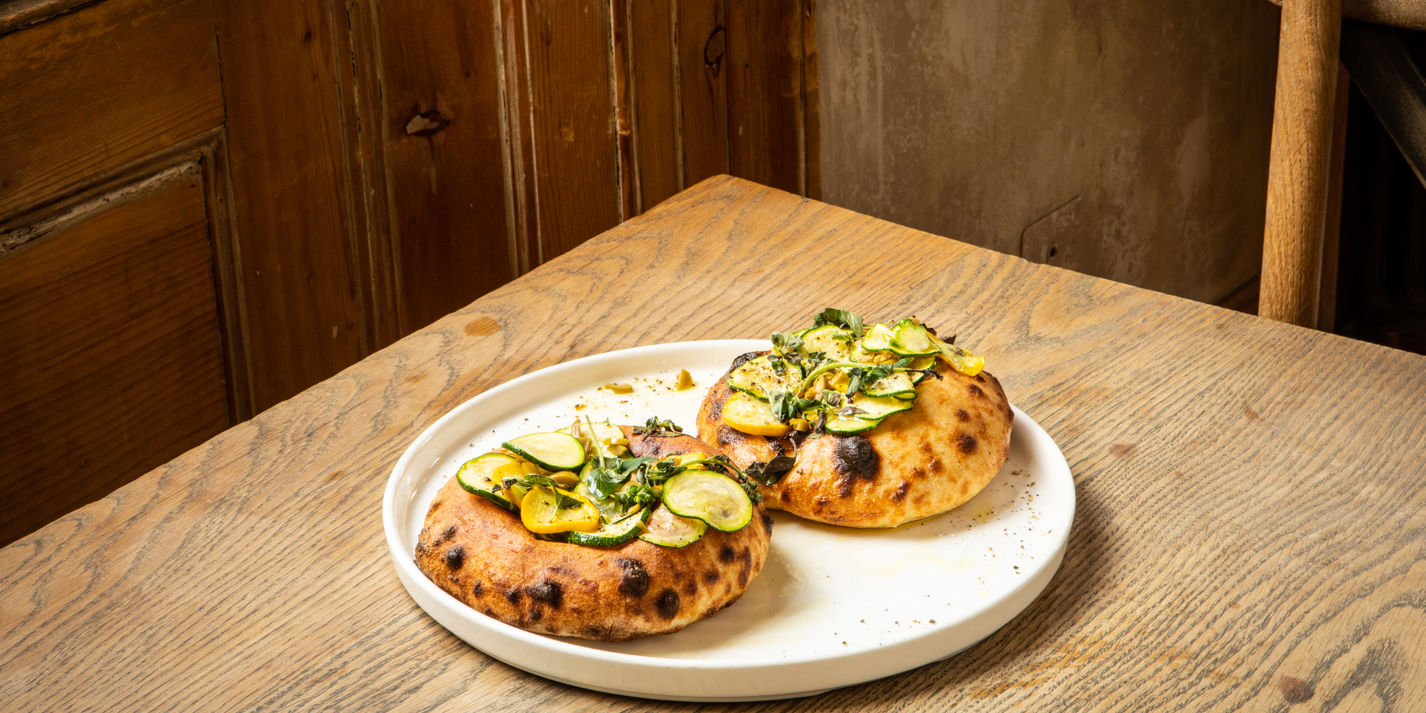 Flatbreads with Courgettes, Olives and Marjoram Recipe - Great British Chefs