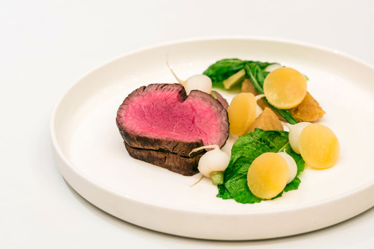 Chateaubriand with beef and oyster pie and winter vegetables