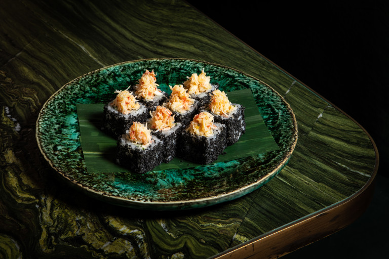Snow crab and passion fruit roll