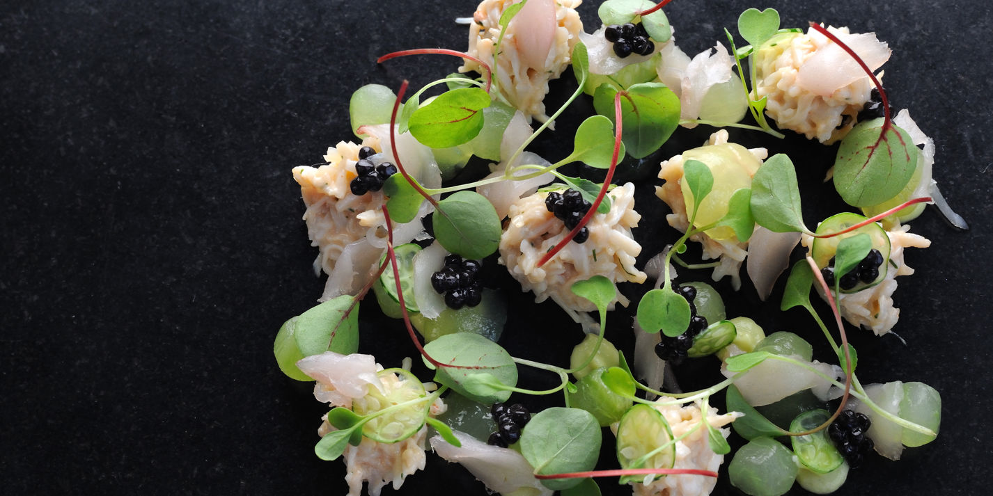 Crab salad, mackerel tartare, cucumber and avocado
