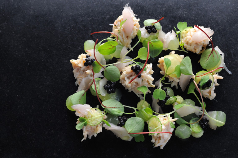 Crab salad, mackerel tartare, cucumber and avocado