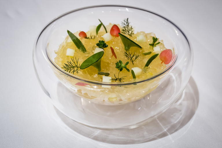 Devonshire crab, smoked haddock and Granny Smith apple