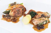 Ballotine and stuffed breast of guinea fowl with a pistou of vegetables and mixed grains