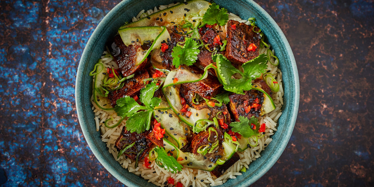 Teriyaki Tofu with Pickled Cucumber Recipe - Great British Chefs