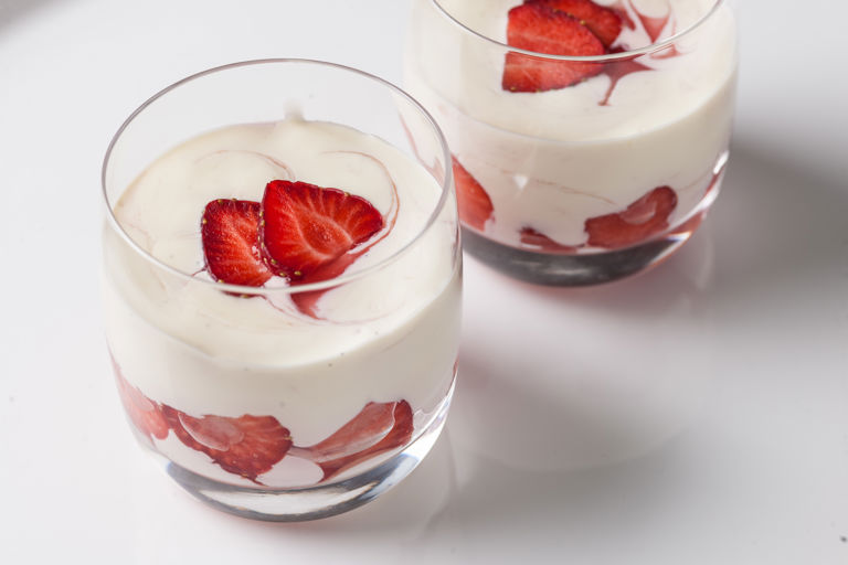 Strawberry and cream panna cotta