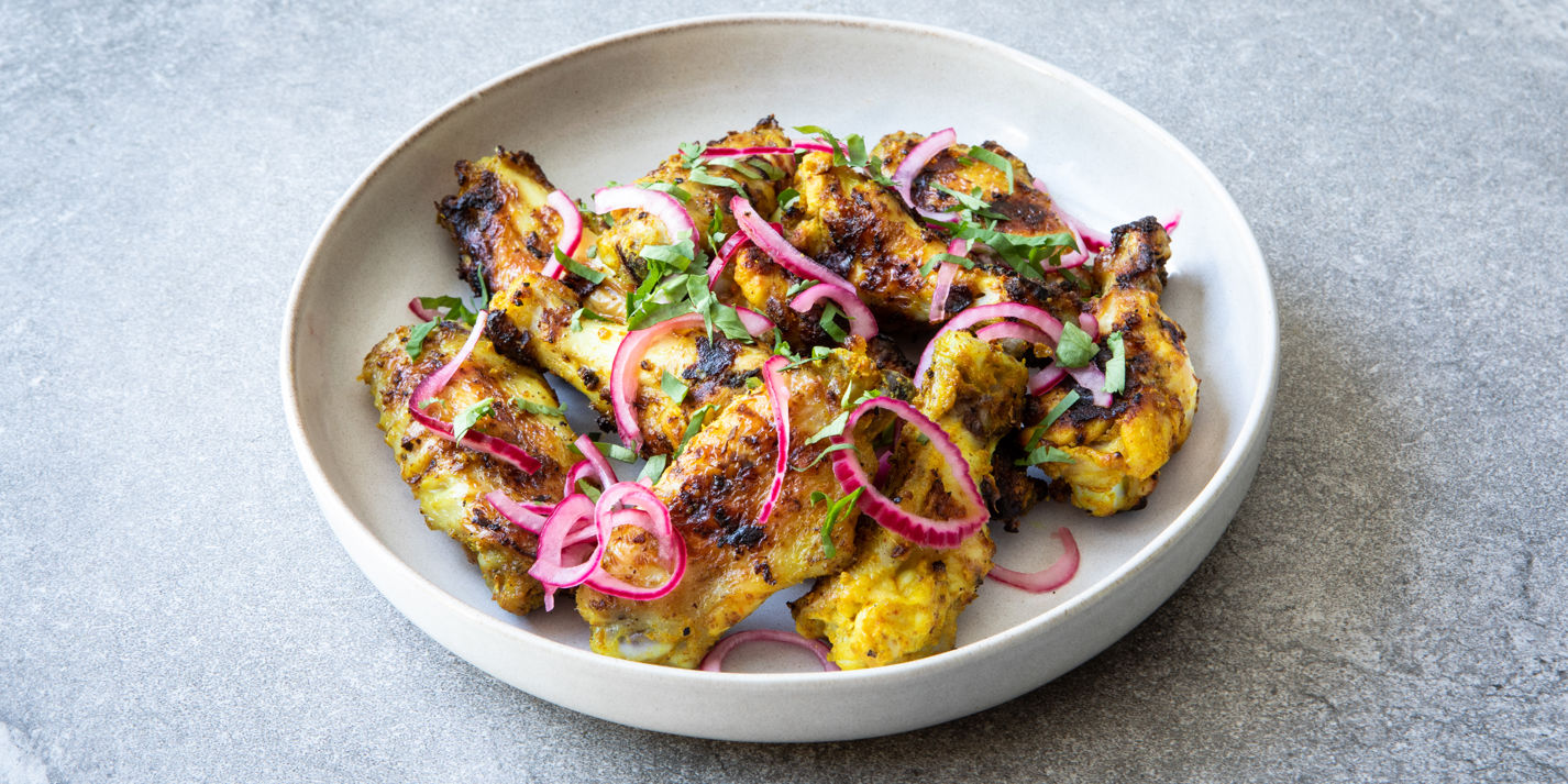 Curried BBQ Wings with Quick Pickled Red Onions Recipe - Great British Chefs