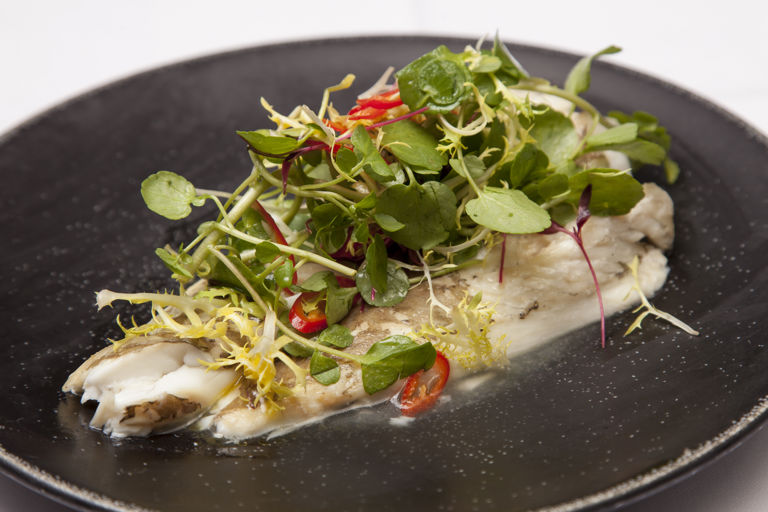 Steamed plaice with ginger and soy