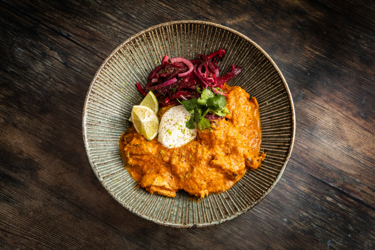 Chettinad chicken curry with cumin rice