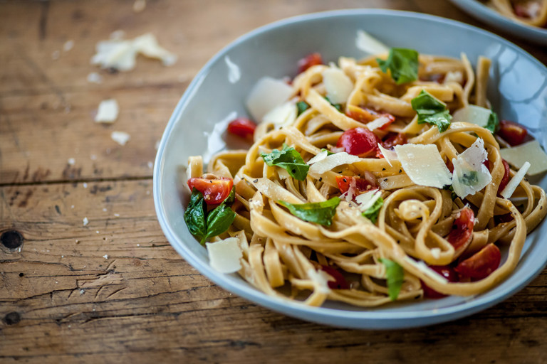 Fresh tagliatelle with tomato sauce