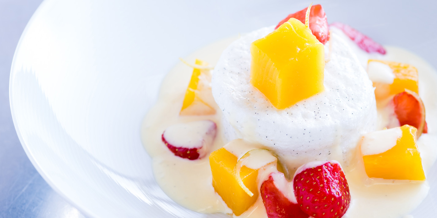 Floating Island Recipe with Compressed Fruit Great British Chefs