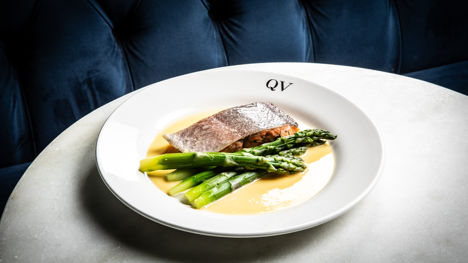 Cured trout with asparagus and vermouth beurre blanc