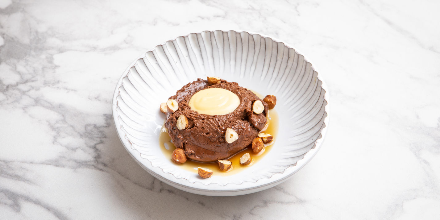 Coffee and Chocolate Mousse, Rum Caramel, Orange Curd, Hazelnuts Recipe - Great British Chefs
