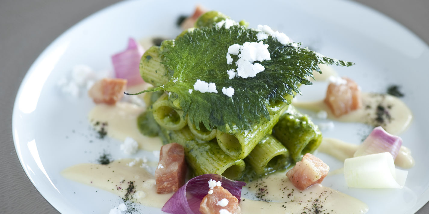 Rigatoni Recipe with Shiso Pesto - Great Italian Chefs