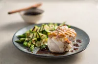 Grilled monkfish with red wine sauce