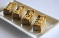 Espresso custard tart with sugared pistachios  