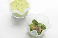 Pea and prawns with dashi jelly