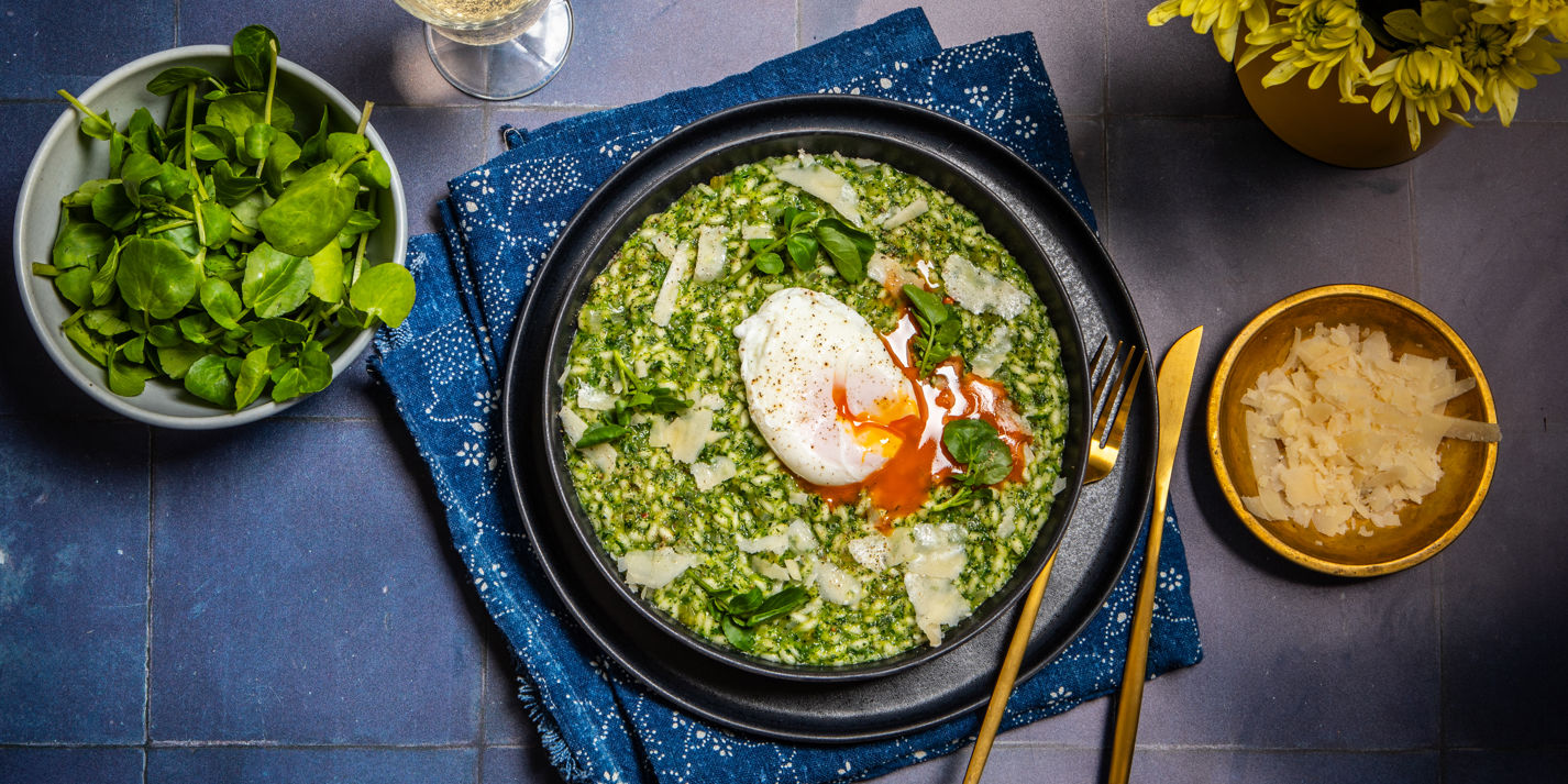 Watercress Risotto with Poached Egg and Parmesan Recipe - Great British Chefs-image