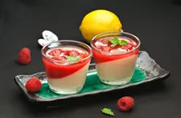  Lemon Panna Cotta with Raspberry Jelly