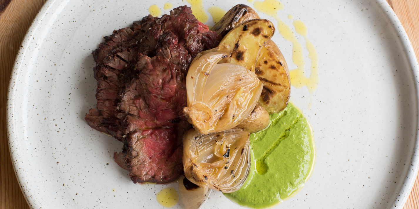 Barbecued Bavette Steak Recipe with Green Sauce - Great British Chefs