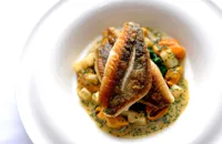 Roasted John Dory with Norfolk mussels, celeriac, apples and chives