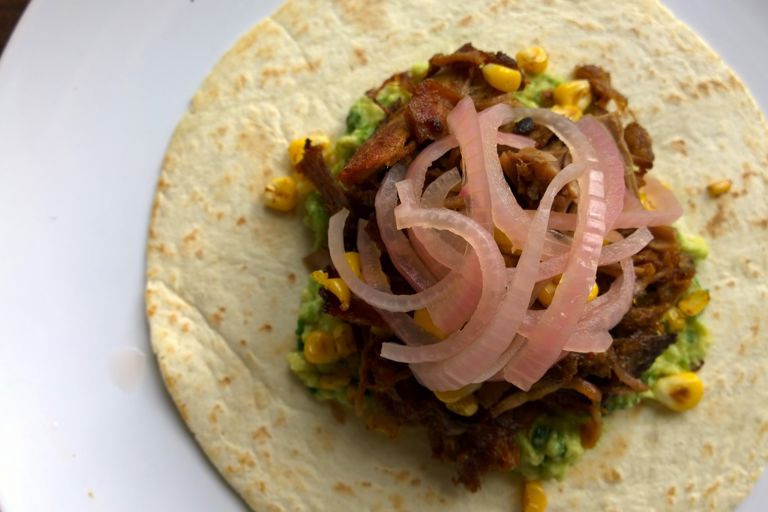 Cochinita pibil with pickled pink onions 