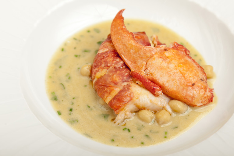Lobster with chickpea and coriander sauce