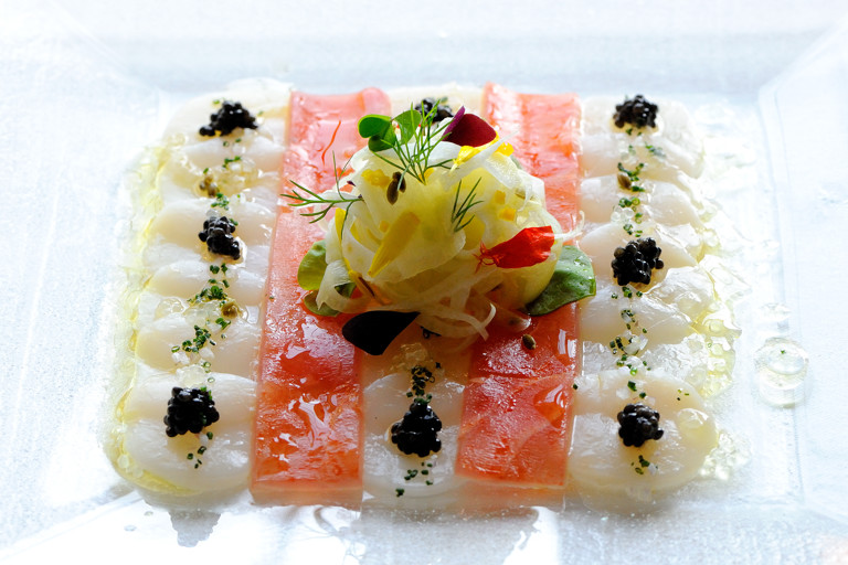 Ceviche of scallop and tuna, Seville orange and fennel