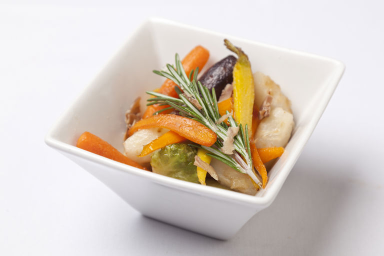 Rosemary and honey roasted vegetables with chestnuts