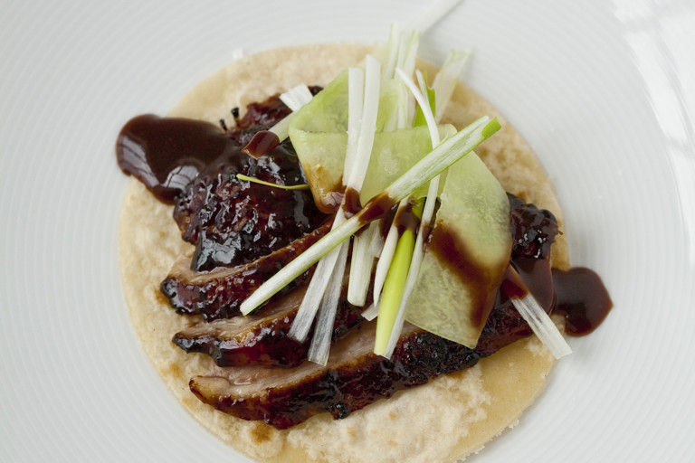 Braised and roasted whole duck 