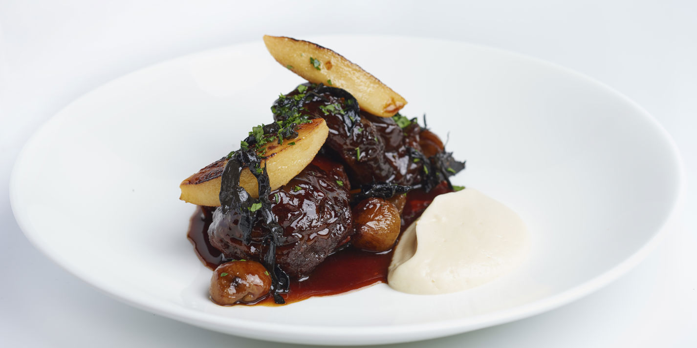 Daube of venison with quince and chestnuts