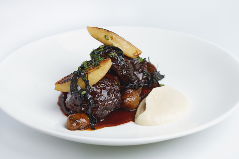 Daube of venison with quince and chestnuts