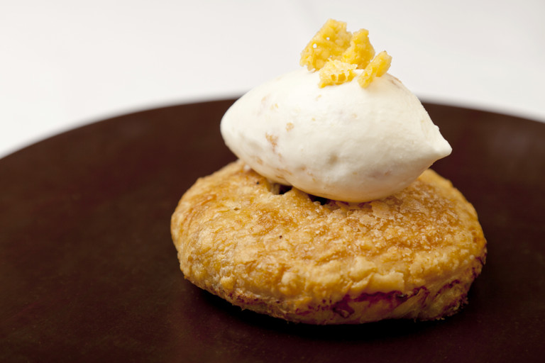 Eccles cake with cheddar cheese ice cream