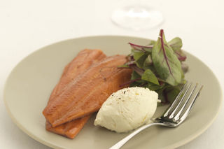 Salad of smoked trout with horseradish crème fraîche