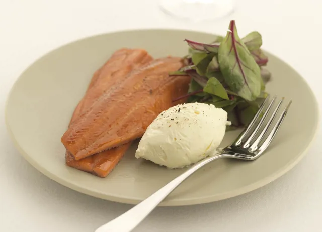 Salad of smoked trout with horseradish crème fraîche