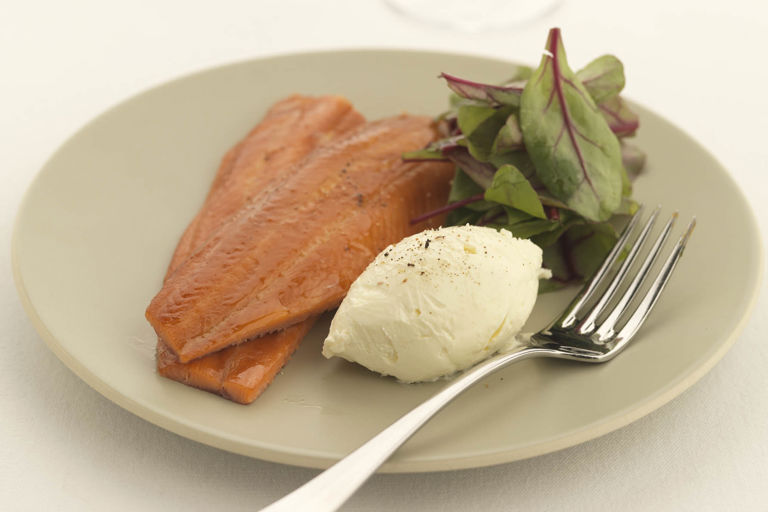 Salad of smoked trout with horseradish crème fraîche