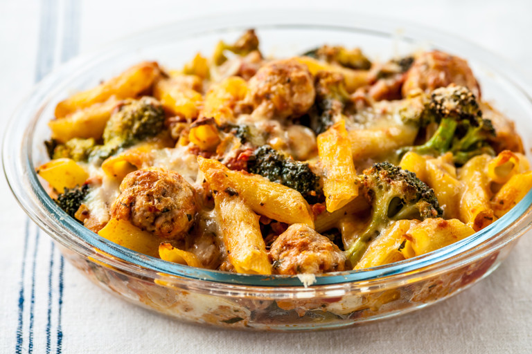 Meatball pasta bake