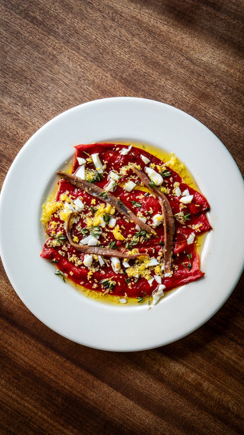 Grilled romero pepper salad with chopped egg and anchovy recipe reel