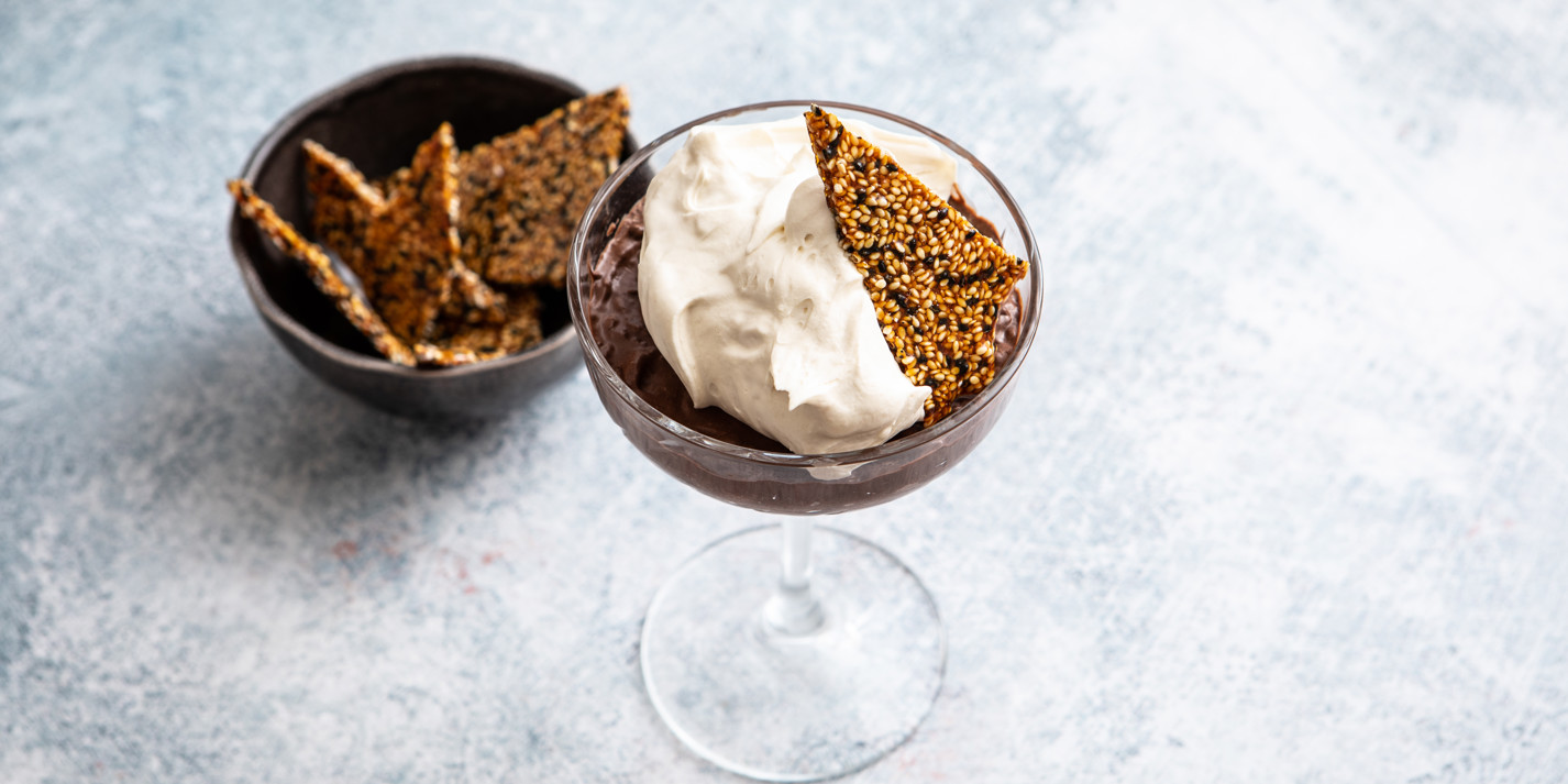 Chocolate Mousse with Tahini Cream and Sesame Brittle Recipe Great