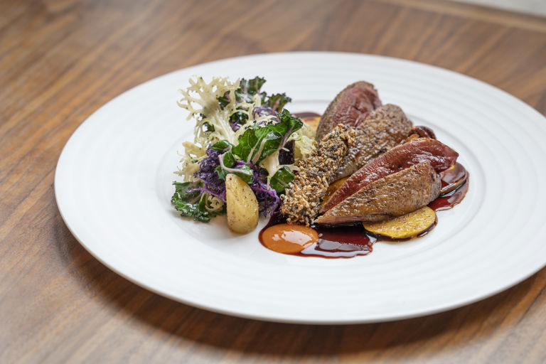 Pigeon and persimmon