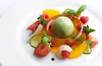 Pimm's jelly with cucumber sorbet