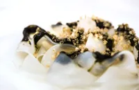 Tagliatelle of cuttlefish with nori pesto and fried quinoa
