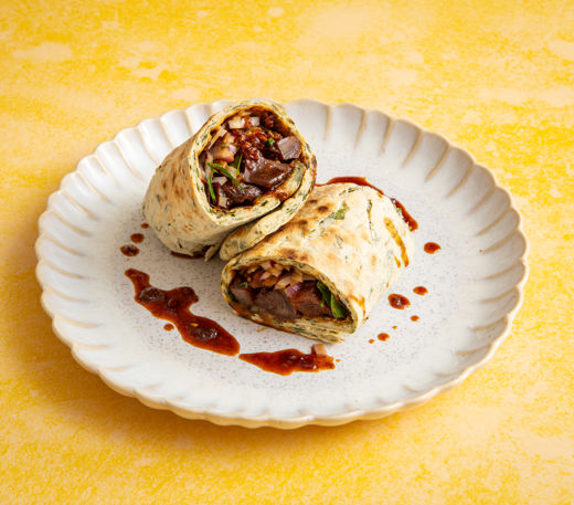 Sticky chilli and garlic pork wrap