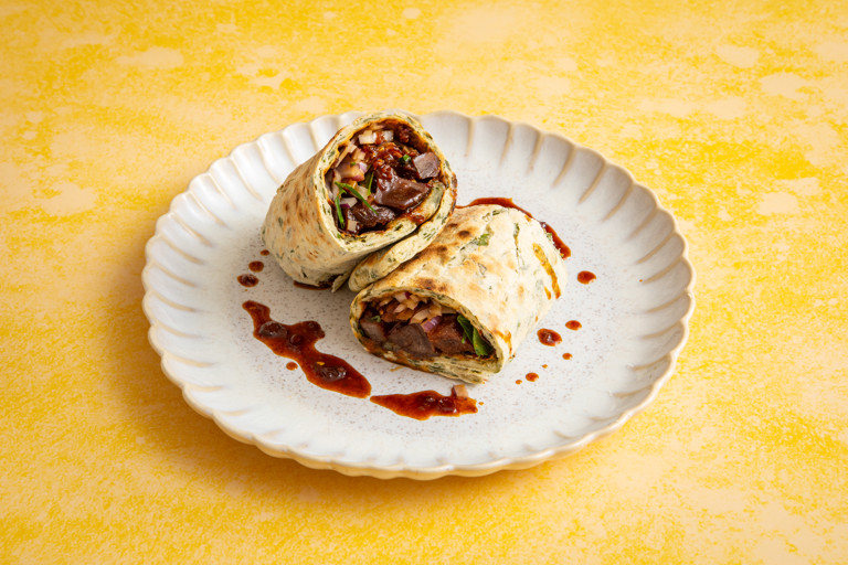 Sticky chilli and garlic pork wrap