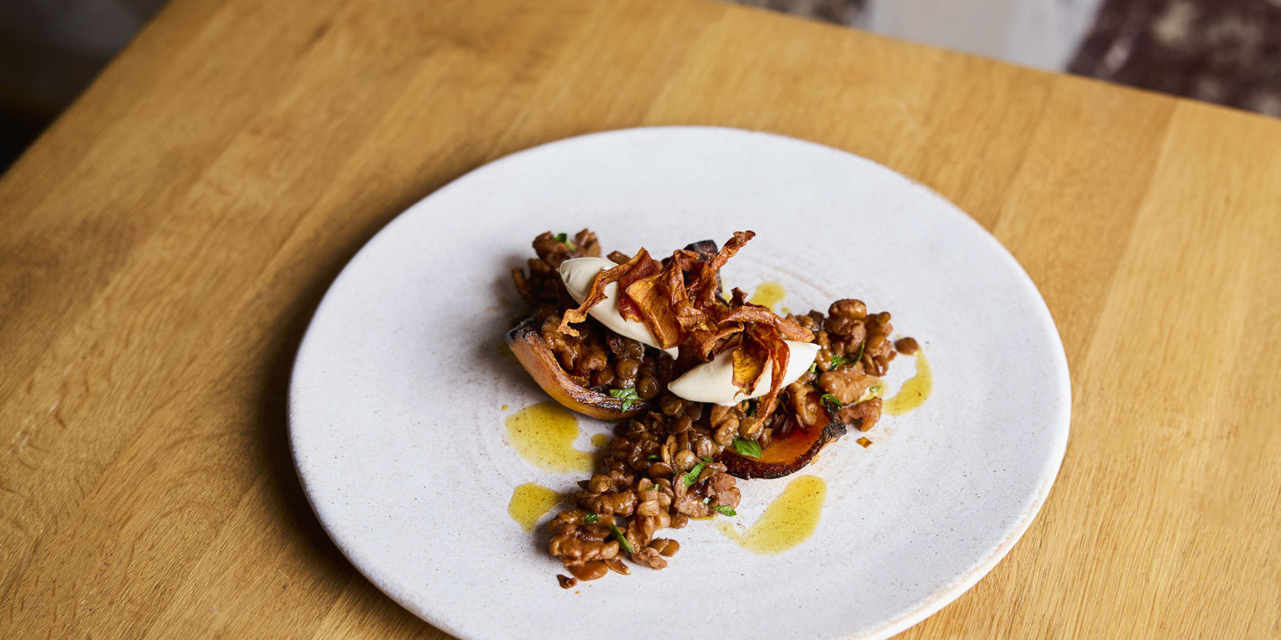 Roasted Squash with Walnut, Lentil and Coffee Ragù Recipe - Great British Chefs